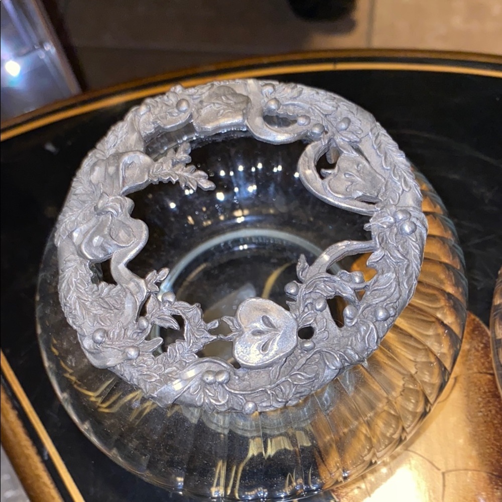BX46 Vintage Elegant Silver and Glass Decorative Potpourri Bowls - Picture 2 of 7